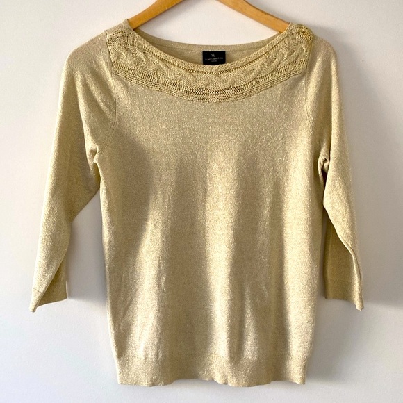 Worthington Tops - SHIMMERING METALLIC GOLD VINTAGE WORTHINGTON LIGHTWEIGHT SWEATER